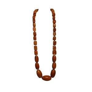 Carnelian Agate Necklace Hand Knotted with Sterling Clasp Long Vintage Chunky